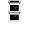 Autograph Edition 30 In. Professional True Convection Double Wall Oven With Air Fry And Self Clean In Stainless Steel With White Matte Doors And Polished Gold Handles
