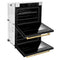 Autograph Edition 30 In. Professional True Convection Double Wall Oven With Air Fry And Self Clean In Stainless Steel With White Matte Doors And Polished Gold Handles