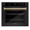 Autograph Edition 30 In. Professional True Convection Single Wall Oven With Air Fry And Self Clean In Black Stainless Steel With Champagne Bronze Handle