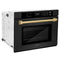 Autograph Edition 30 In. Professional True Convection Single Wall Oven With Air Fry And Self Clean In Black Stainless Steel With Polished Gold Handle