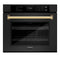 Autograph Edition 30 In. Professional True Convection Single Wall Oven With Air Fry And Self Clean In Black Stainless Steel With Polished Gold Handle