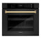 Autograph Edition 30 In. Professional True Convection Single Wall Oven With Air Fry And Self Clean In Black Stainless Steel With Polished Gold Handle