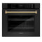 Autograph Edition 30 In. Professional True Convection Single Wall Oven With Air Fry And Self Clean In Black Stainless Steel With Polished Gold Helix Handle