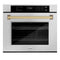 Autograph Edition 30 In. Professional True Convection Single Wall Oven With Air Fry And Self Clean In Satin Stainless Steel With Champagne Bronze Handle
