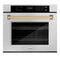Autograph Edition 30 In. Professional True Convection Single Wall Oven With Air Fry And Self Clean In Satin Stainless Steel With Champagne Bronze Handle