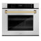 Autograph Edition 30 In. Professional True Convection Single Wall Oven With Air Fry And Self Clean In Satin Stainless Steel With Polished Gold Handle
