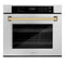 Autograph Edition 30 In. Professional True Convection Single Wall Oven With Air Fry And Self Clean In Satin Stainless Steel With Polished Gold Handle