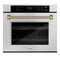 Autograph Edition 30 In. Professional True Convection Single Wall Oven With Air Fry And Self Clean In Satin Stainless Steel With Champagne Bronze Helix Handle
