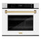 Autograph Edition 30 In. Professional True Convection Single Wall Oven With Air Fry And Self Clean In Satin Stainless Steel With White Matte Door And Champagne Bronze Handle