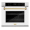 Autograph Edition 30 In. Professional True Convection Single Wall Oven With Air Fry And Self Clean In Satin Stainless Steel With White Matte Door And Champagne Bronze Handle