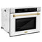 Autograph Edition 30 In. Professional True Convection Single Wall Oven With Air Fry And Self Clean In Satin Stainless Steel With White Matte Door And Champagne Bronze Handle