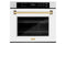 Autograph Edition 30 In. Professional True Convection Single Wall Oven With Air Fry And Self Clean In Satin Stainless Steel With White Matte Door And Polished Gold Handle