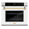 Autograph Edition 30 In. Professional True Convection Single Wall Oven With Air Fry And Self Clean In Satin Stainless Steel With White Matte Door And Polished Gold Handle