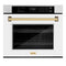 Autograph Edition 30 In. Professional True Convection Single Wall Oven With Air Fry And Self Clean In Satin Stainless Steel With White Matte Door And Polished Gold Handle