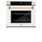 Autograph Edition 30 In. Professional True Convection Single Wall Oven With Air Fry And Self Clean In Satin Stainless Steel With White Matte Door And Polished Gold Handle