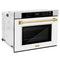Autograph Edition 30 In. Professional True Convection Single Wall Oven With Air Fry And Self Clean In Satin Stainless Steel With White Matte Door And Polished Gold Handle