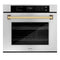 Autograph Edition 30 In. Professional True Convection Single Wall Oven With Air Fry And Self Clean In Stainless Steel With Polished Gold Handle