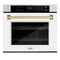 Autograph Edition 30 In. Professional True Convection Single Wall Oven With Air Fry And Self Clean In Stainless Steel With White Matte Door And Champagne Bronze Handle