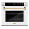 Autograph Edition 30 In. Professional True Convection Single Wall Oven With Air Fry And Self Clean In Stainless Steel With White Matte Door And Champagne Bronze Handle
