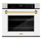 Autograph Edition 30 In. Professional True Convection Single Wall Oven With Air Fry And Self Clean In Stainless Steel With White Matte Door And Polished Gold Handle
