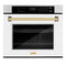 Autograph Edition 30 In. Professional True Convection Single Wall Oven With Air Fry And Self Clean In Stainless Steel With White Matte Door And Polished Gold Handle