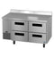 Side Mount Refrigerator, Two Section Worktop, Stainless Drawers