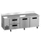 Side Mount Refrigerator, Three Section Worktop, Drawer/Door Combo