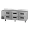 Side Mount Refrigerator, Three Section Worktop, Stainless Drawers