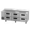 Side Mount Refrigerator, Three Section Worktop, Stainless Drawers