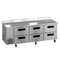 Side Mount Refrigerator, Three Section Worktop, Stainless Drawers