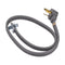 4' Electric Range Power Cord rated 50 A, with 3-wire 3-ring terminal connectors, and right-angle 3-prong plug