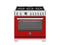 BERTAZZONI PRO366BCFEPROT 36 inch Dual Fuel Range, 6 Brass Burners and Cast Iron Griddle, Electric Self-Clean Oven Rosso