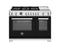 BERTAZZONI PRO486BTFEPNET 48 inch Dual Fuel Range, 6 Brass Burners and Griddle, Electric Self-Clean Oven Nero