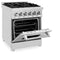 ZLINE 24" 2.8 cu. ft. Dual Fuel Range with Gas Stove and Electric Oven in Stainless Steel and Blue Gloss Door (RA-BG-24)