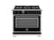 BERTAZZONI HER366BCFGMNET 36 inch All Gas Range, 6 Brass Burners and Cast Iron Griddle Nero Matt