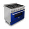 ZLINE 36 in. Professional Dual Fuel Range with Blue Gloss Door RABG36