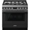 SMEG CPF36UGGAN Portofino Pro-Style Gas Range, Matte Black, 36" x 25"