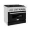 ZLINE 36 in. Professional Dual Fuel Range with Blue Gloss Door RABG36