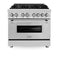 ZLINE 36 in. Professional Dual Fuel Range with Blue Gloss Door RABG36