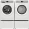 Electrolux ELFW7337AW 27 Inch Front Load Washer & Electrolux ELFG7337AW 27 Inch Gas Dryer with Electrolux EPWD257UIW 27 Inch Island White Pedestal