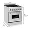 ZLINE 24" 2.8 cu. ft. Dual Fuel Range with Gas Stove and Electric Oven in Stainless Steel and Blue Gloss Door (RA-BG-24)