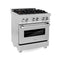 ZLINE RASSNBR30 Professional Ranges Durasnow Stainless Steel With Brass Burners Front View
