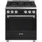 Smeg SPR30UGGAN Freestanding Ranges Satin Stainless Steel Front View