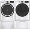 GE GFW550SSNWW 28 Inch Smart Front Load Washer & GE GFD55GSSNWW 28 Inch Gas Smart Dryer with GE GFP1528SNWW 28 Inch Pedestal Storage Drawer: White