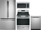 GE 4 Piece Kitchen Appliances Package with French Door Refrigerator, Gas Range, Dishwasher and Over the Range Microwave in Stainless Steel