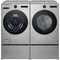 LG WM5700HVA 27 Inch Smart Front Load Washer & LG DLEX5500V 27 Inch Electric Smart Dryer with LG WD300CV 27 Inch SideKick™ Pedestal Washer
