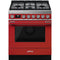 SMEG CPF30UGGR Portofino Pro-Style All-Gas Range, Red, 30" X 25"