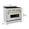 ZLINE Autograph Edition 36" 4.6 cu. ft. Range with Gas Stove and Gas Oven in Stainless Steel with Champagne Bronze Accents RGZ36CB