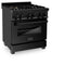 ZLINE 30" Black Stainless 4.0 cu.ft. 4 Gas BurnerElectric Oven Range with Brass Burners RABBR30