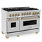 ZLINE 48" 6.0 cu. ft. Range with Gas Stove and Gas Oven in DuraSnow¬Æ Stainless Steel with Gold Accents RGSZSN48G